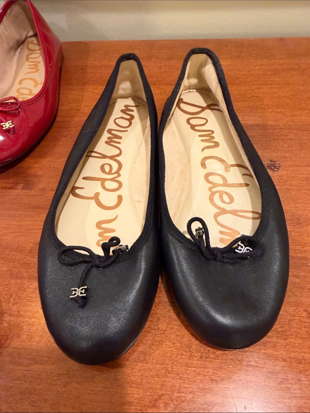 Sam Edelman Black Leather Bow Ballet Flats